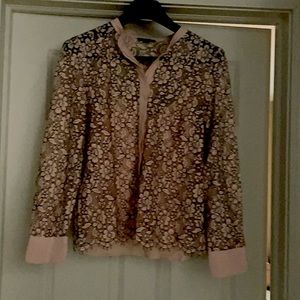 JCrew pink lace blouse with pink shell